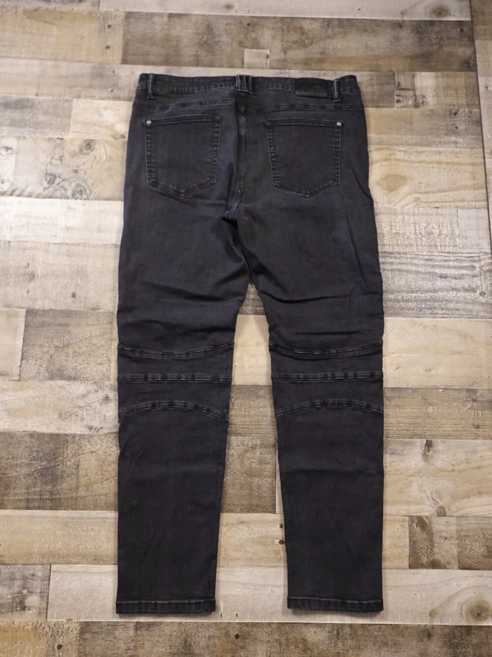 ZLZ Denim‎ Biker Jeans Men’s 38 Black Skinny Moto Zip Pocket Stretch Pants